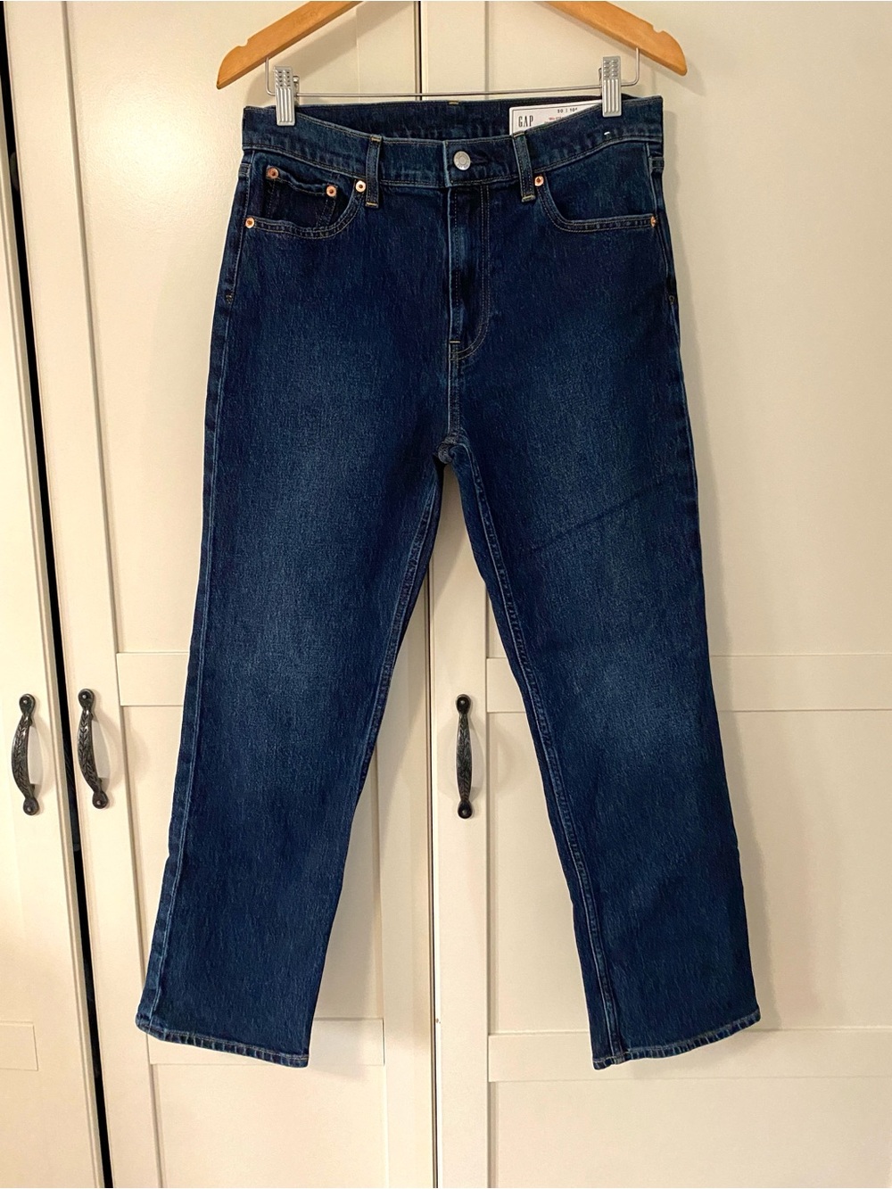 GAP 90s Straight High Rise Dark Wash Jeans | High Waist Denim Size 30 Petite